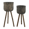 Bamboo Planter on Stand - Set of 2
