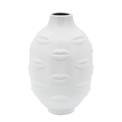 Ceramic 6" Lips Vase - White|Vase de 6 po en céramique avec lèvres - blanc