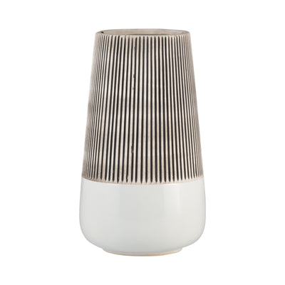 Ceramic 10" Ridged Vase - Ivory|Vase strié de 10 po en céramique - ivoire