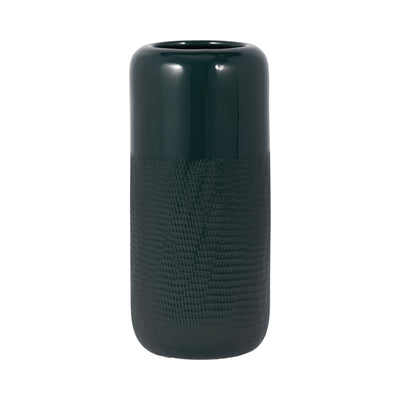 Ceramic 12" Grooved Vase - Forest Green|Vase rainuré de 12 po en céramique - vert forêt