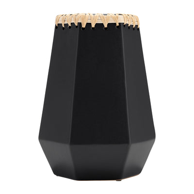 Ceramic 11" Vase with Weaving - Black|Vase de 11 po en céramique à motif tressé - noir