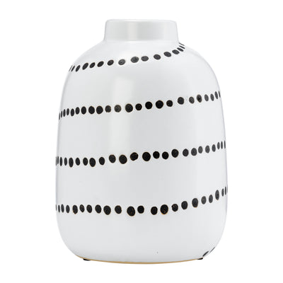 Ceramic 9" Spiral Dot Flower Vase - White and Black|Vase à fleurs de 9 po en céramique à motif de points tourbillonnants - noir et blanc