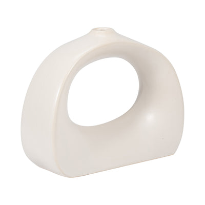 Stoneware 7" Curvy Cut-Out Vase - White|Vase courbé de 7 po en grès avec découpe - blanc
