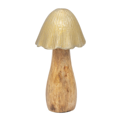 Wood 8" Mushroom with Metal Top - Gold|Champignon de 8 po en bois avec dessus en métal - doré