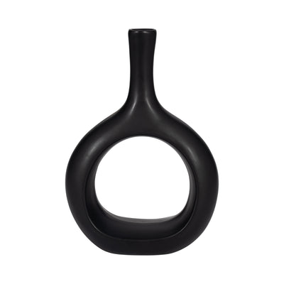 Ceramic 9" Curved Open Cut-Out Vase - Black|Vase courbé de 9 po en céramique avec découpe - noir