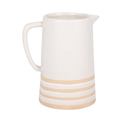 Ceramic 8" Pitcher with Lines - Ivory|Cruche de 8 po en céramique avec rayures - ivoire