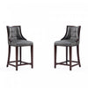 Fifth Avenue Traditional Wood Upholstered Counter Stool in Graphite - Set of 2