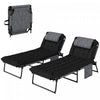 Outsunny 2 Pcs Folding Lounge Chairs, Reclining Tanning Chairs, Black