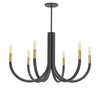 Dainolite Wand 6 Light Chandelier Matte Black/Aged Brass Lamp