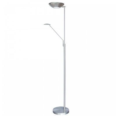 Dainolite Mother & Son LED Floor Lamp Satin Chrome/Polished Chrome Finish|Lampe à pied Mother & Son de Dainolite avec fini chromé satiné et poli et ampoule à DEL