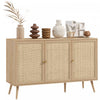 HOMCOM Boho Sideboard Buffet Cabinet with Decorative Rattan Doors, Natural