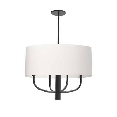 Dainolite Eleanor 4 Light Chandelier Matte Black White Fabric Shade Lamp|Lustre Eleanor de Dainolite avec abat-jour en tissu blanc, fini noir mat et 4 ampoules
