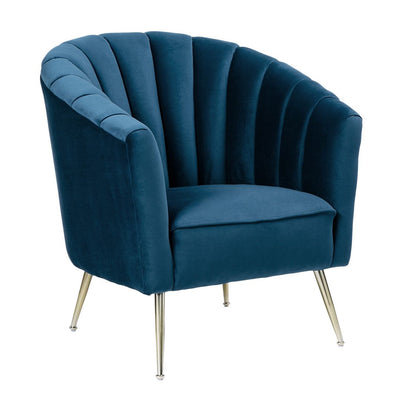 Manhattan Comfort Rosemont Velvet Accent Chair - Blue & Gold|Fauteuil d’appoint Rosemont de Manhattan Comfort en velours - bleu et doré