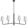 Dainolite Eleanor 4 Light Horizontal Chandelier Matte Black White Shades Lamp