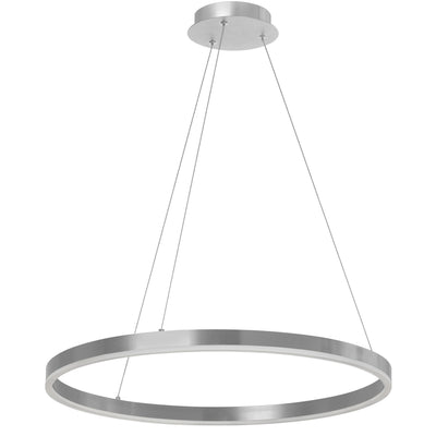 Dainolite Circulo Chandelier 34w Silver Finish White Acrylic Diffuser Lamp|Lustre Circulo de Dainolite en acrylique blanc qui diffuse la lumière, avec fini argenté et ampoule de 34 W
