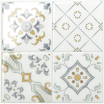Smart Tiles Peel and Stick 4-Sheet 9 x 9 Backsplash - Vintage Velletri|Dosseret Smart Tiles peler et coller 9 x 9, 4 feuilles - Vintage Velletri
