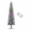 HOMCOM 9ft Pencil Artificial Christmas Tree w/ Remote, Flocked Xmas Tree