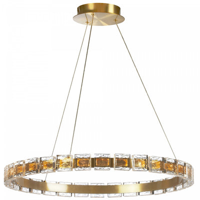 Dainolite Camila Chandelier 28w LED Aged Brass With Crystal Glass Lamp|Lustre Camila de Dainolite avec fini laiton vieilli, cristal et ampoule à DEL de 28 W