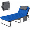 Outsunny Folding Lounge Chair W/ Cushion, Reclining Tanning Chair, Blue
