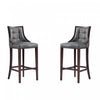 Fifth Avenue Traditional Wood Upholstered Barstool in Graphite - Set of 2