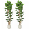 HOMCOM Faux Fiddle Leaf Fig Tree Set of 2, 6FT Faux Tree for Indoor Decor
