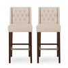 Bruce 30.5\" Counter Height Bar Stools Set Of 2 With Metal Legs And Fabric Upholstery, Beige