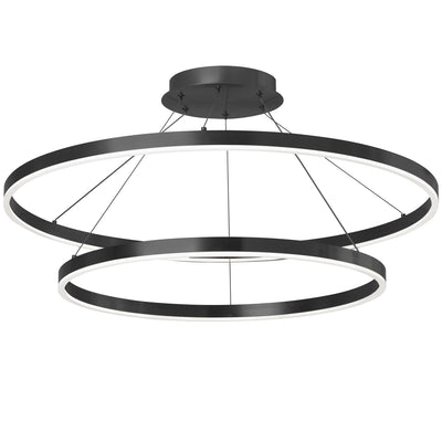Dainolite Circulo Chandelier 97w Matte Black Finish White Acrylic Diffuser Lamp|Lustre Circulo de Dainolite en acrylique blanc qui diffuse la lumière, avec fini noir mat et ampoule de 97 W