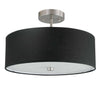 Dainolite Everly 3 Light Semi-flush Mount Satin Chrome Finish Black Shade Lamp