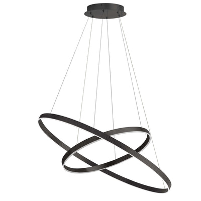 Dainolite Circulo Chandelier 97w Matte Black White Acrylic Diffuser Lamp|Lustre Circulo de Dainolite en acrylique blanc qui diffuse la lumière, avec fini noir mat et ampoule de 97 W