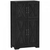 HOMCOM Kitchen Pantry Cabinet Pantry Storage Cabinet with Barn Doors Black