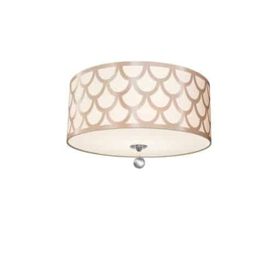 Dainolite Hannah 4 Light Flush Mount Polished Chrome Finish Winter Gold Shade Lamp|Plafonnier affleuré Hannah de Dainolite avec abat-jour doré hivernal, fini chromé poli et 4 ampoules