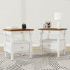 Aspen Nightstand Set of 2 with Drawers and Open Shelves, Milk White