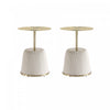 Anderson Modern Metal Top Upholstered End Table in Cream - Set of 2