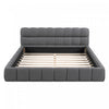 Jessica Upholstered Platform Bed with Comfortable Linen Fabric and Sturdy Frame,Queen Size,Gray Queen Bed