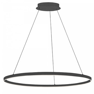Dainolite Circulo Chandelier 63w Matte Black Finish White Acrylic Diffuser Lamp|Lustre Circulo de Dainolite en acrylique blanc qui diffuse la lumière, avec fini noir mat et ampoule de 63 W