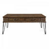 Hughey Rectangular Coffee Table With 2 Drawers, Rustic Oak