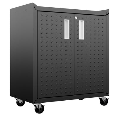 Fortress Textured Metal 31.5" Garage Mobile Cabinet with 2 Adjustable Shelves - Charcoal Grey|Armoire mobile Fortress de Manhattan Comfort de 31,5 po en métal texturé avec 2 tablettes réglables pour le garage - gris anthracite