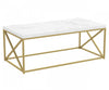 44\" Coffee Table Marble Look With Gold Metal