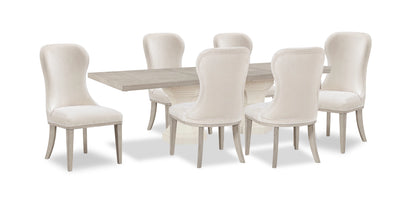 Corsa 7pc Dining Set with Table and 6 Chairs - Antique White Oak and Light Grey | Ensemble de salle à manger Corsa 7 pièces avec table et 6 chaises - chêne blanc antique et gris clair | CORSLDP7