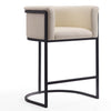 Manhattan Comfort Cosmopolitan 33.8\" Metal Counter Height Barstool - Cream & Black