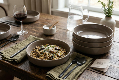 Gaia Stoneware Dinner Bowls, Set of 4, 22cm (8.6-inch) | Ensemble de 4 bols de gourmet Gaia, Bols a pates et a salade en gres de 22 cm (8,6 po)