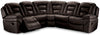Leo 5-Piece Leather-Look Fabric Power Reclining Sectional - Walnut Brown
