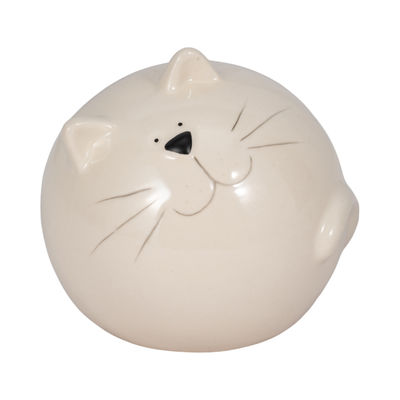 5” Ceramic Cat Orb Decoration – White | Chat sphérique décoratif de 5 po en céramique - blanc