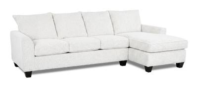 Made in Canada Customizable Sofa Lab Arc Right-Facing Fabric Sofa Chaise – Teddy Snow | Sofa avec fauteuil long de droite personnalisable Arc de Sofa Lab fabriqué au Canada en tissu - Teddy Snow