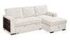 Pocket 2-piece Right-facing Linen-Look Fabric Sleeper Sectional with Storage - Beige