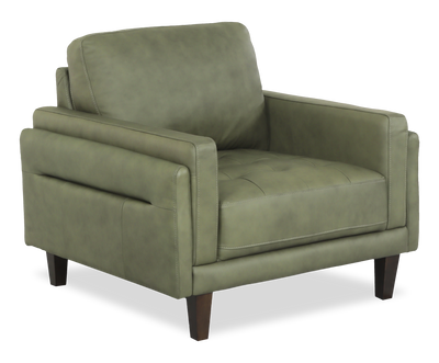 Chateau d’Ax Venice 39" Traditional Genuine Leather Accent Chair – Green | Fauteuild’appoint traditionnel Venice de Château d’Ax de 39 po en cuir véritable - vert