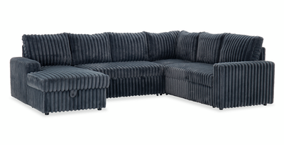 Winston 3-Piece Left-Facing Fabric Sleeper Sectional with Storage Chaise – Slate | Sofa-lit sectionnel de gauche Winston 3 pièces en tissu avec fauteuil long de rangement - ardoise
