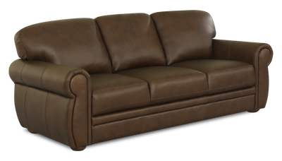 Chateau d’Ax Porto 90" Traditional Genuine Leather Sofa - Chocolate | Sofa traditionnel Porto de Château d’Ax de 90 po en cuir véritable - chocolat