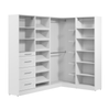 Bestar Florence 85\" Modular L-Shaped Walk-In Closet System with Rods, Shoe Shelves and Storage - White