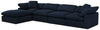 Eclipse Modular 5-Piece Linen-Look Fabric Sectional with Ottoman and Reversible Feather Down Cushions - Navy Blue